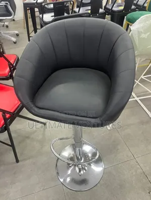 Modern Black Swivel Bar Stool With Chrome Base