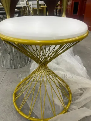 Gold Hourglass Wire Stool With White Cushion