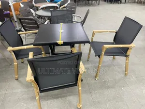 4-Seater Outdoor Patio Set With Black Mesh Chairs