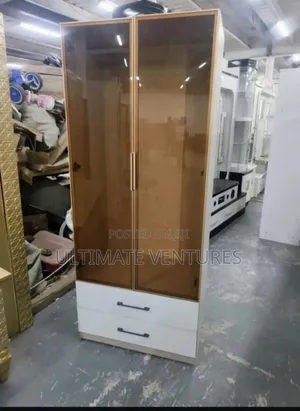 Modern 2-door Glass Wardrobe With 2 Drawers