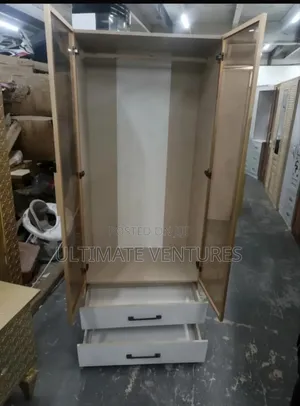 Modern 2-door Glass Wardrobe With 2 Drawers