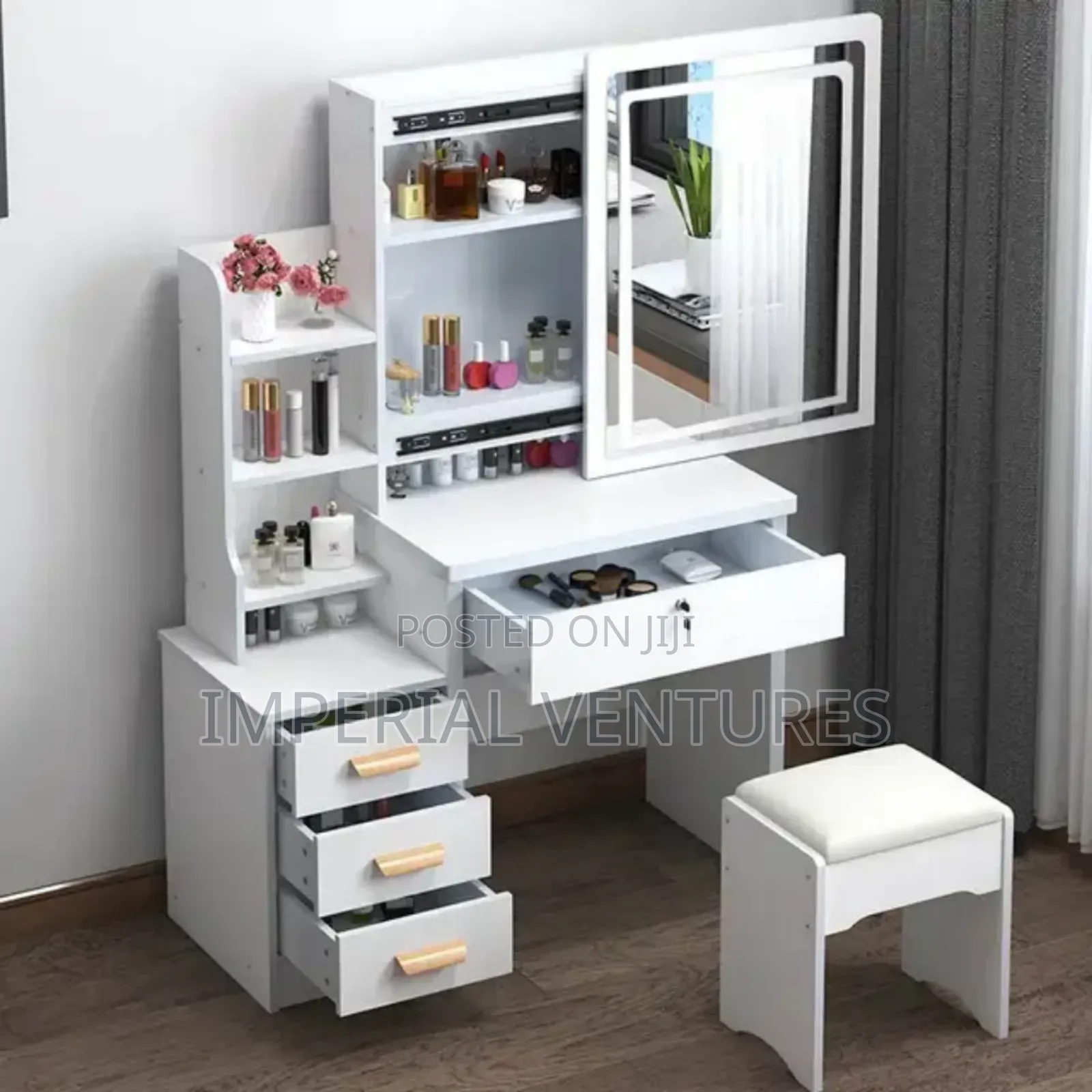 White Quality Dresser With Sections