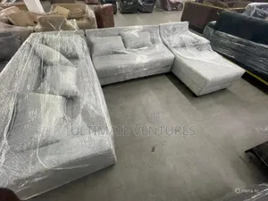 Modern Light Grey Textured L-Shaped Sectional Sofa