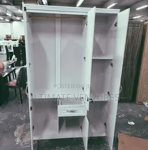 White 3-Door Wardrobe With Mirror Drawer