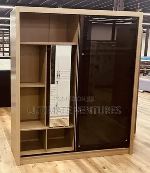 Modern Light Wood Sliding Door Wardrobe With Open Shelves