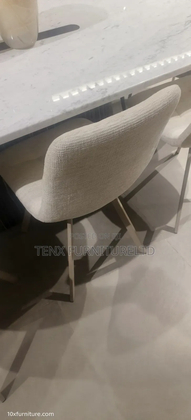 Dining Chair Metal With Pu Leather(Off White)