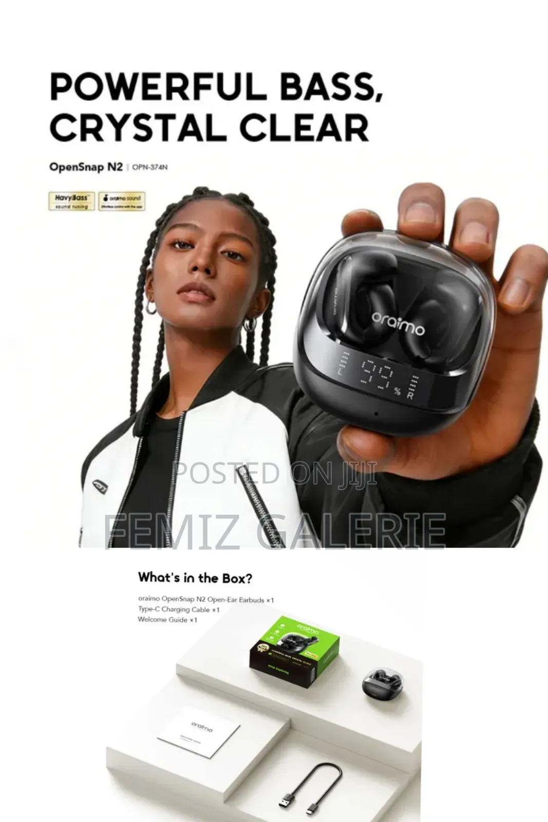 Oraimo Opensnap N2 Adaptive Volume Open-Ear True Wireless Earbuds