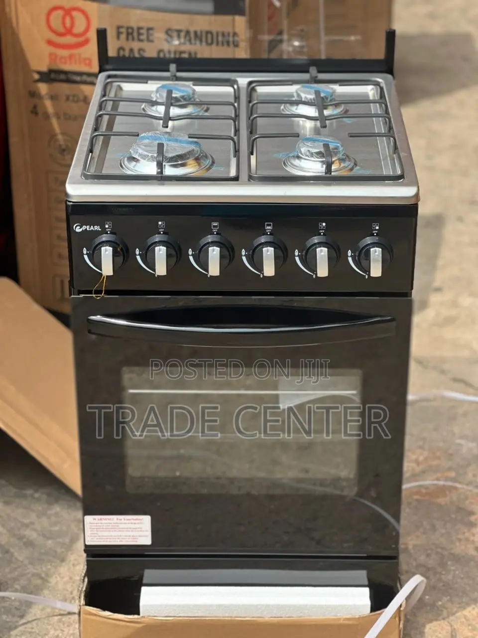 Pearl Gas Cooker 50*50 Oven,Grill, Top Stainless and Top Led Glass