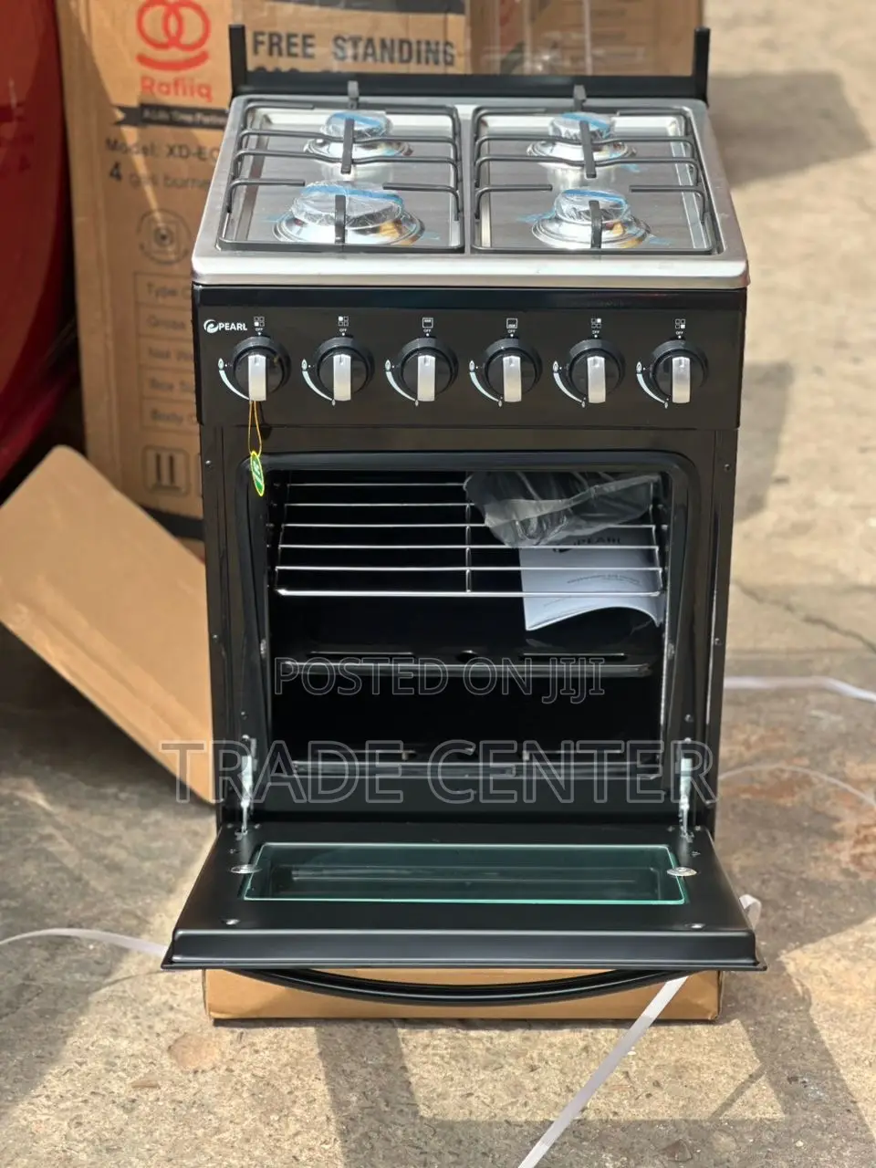 Pearl Gas Cooker 50*50 Oven,Grill, Top Stainless and Top Led Glass