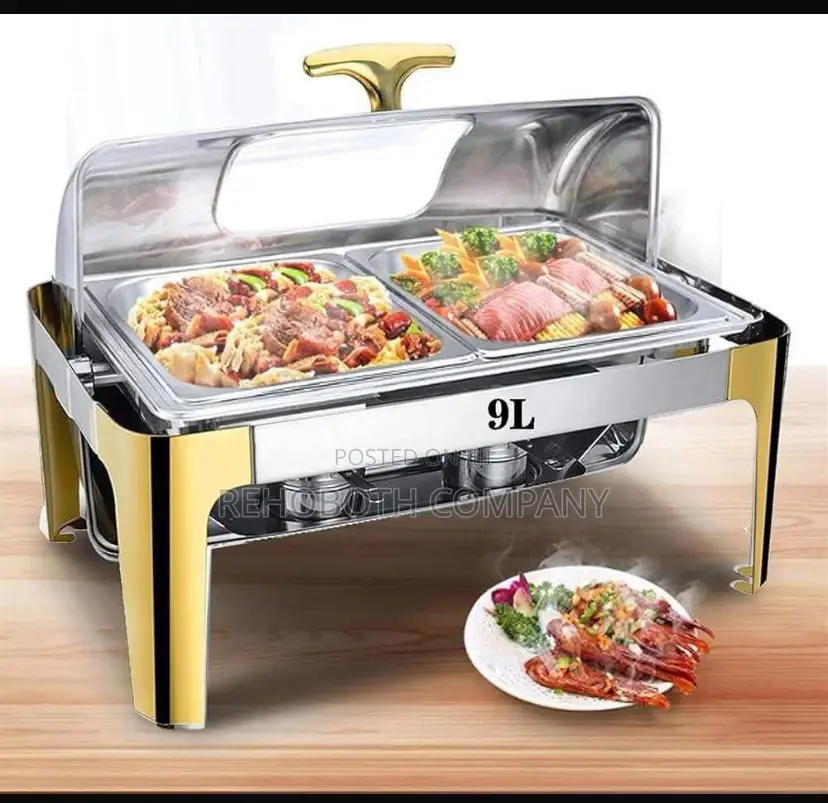 Silver and Gold Rectangular Chafing Dish