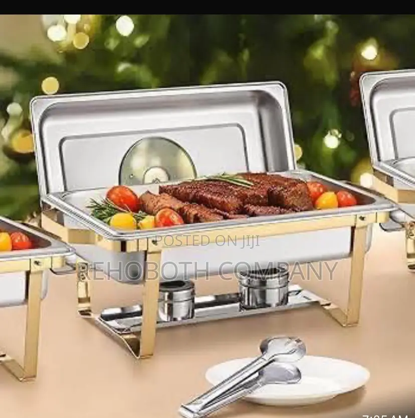 Silver and Gold Rectangular Chafing Dish