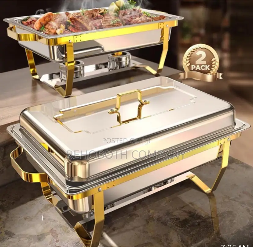 Silver and Gold Rectangular Chafing Dish