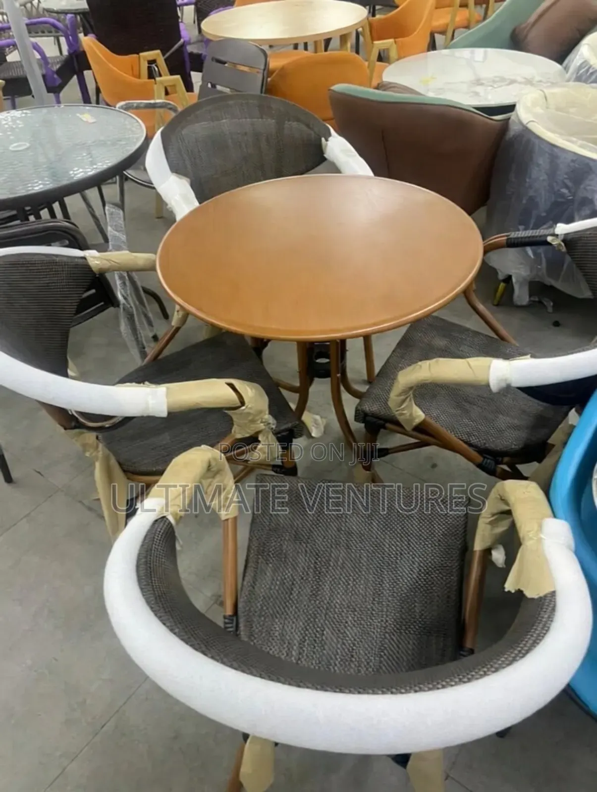 Modern Round Wooden Bistro 4-Seater Dining Set