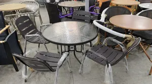 Modern Round Glass-Top Patio Dining Set
