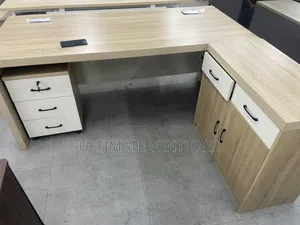 Modern L-Shaped Light Oak Office Desk With Storage