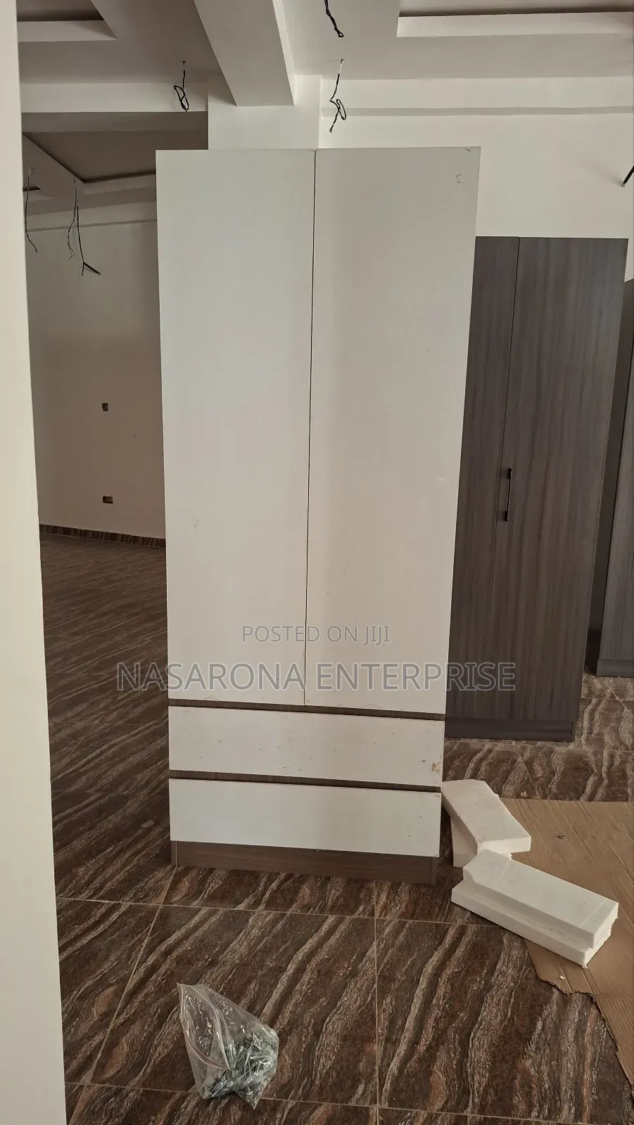 Single Wardrobe With 2 Drawers 80x55x200cm