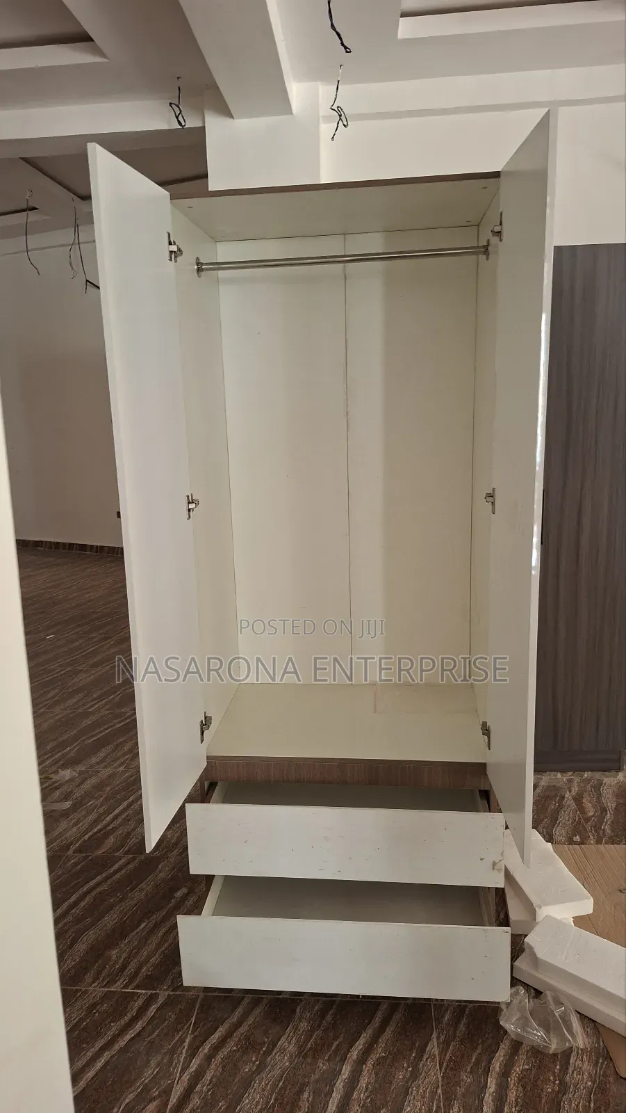 Single Wardrobe With 2 Drawers 80x55x200cm