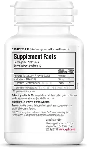 Kyolic Aged Garlic Extract, Blood Pressure Health, 80/160 Caps
