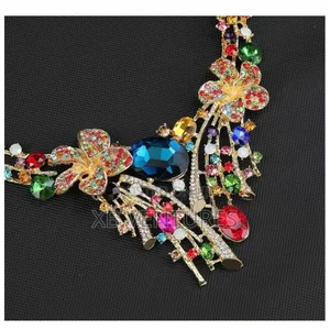 Flower Necklace Earrings Jewelry Set Bridal Banquet