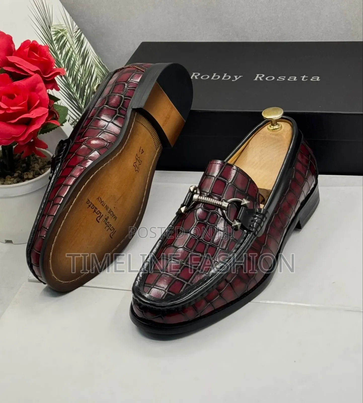 Robby Rosata Wine Colour Men's Classic Easy Fix Leather Shoes 39-46