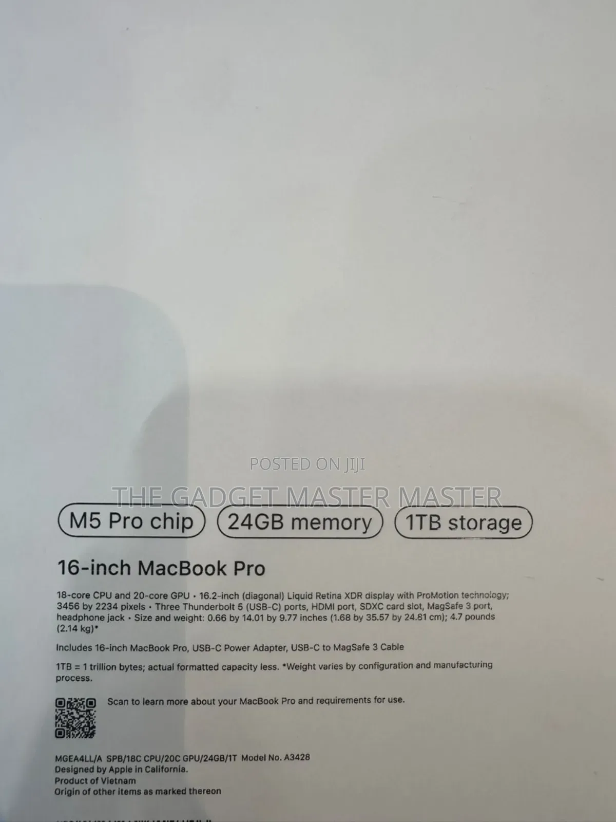 New Apple MacBook Pro 2026 M5 Pro 16-inch 24GB Apple M5 Pro SSD 1T