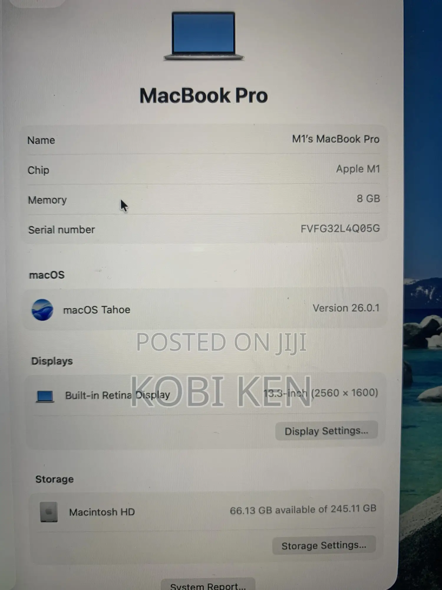 Laptop Apple MacBook Pro 2020 M1 8GB Apple M1 SSD 256GB