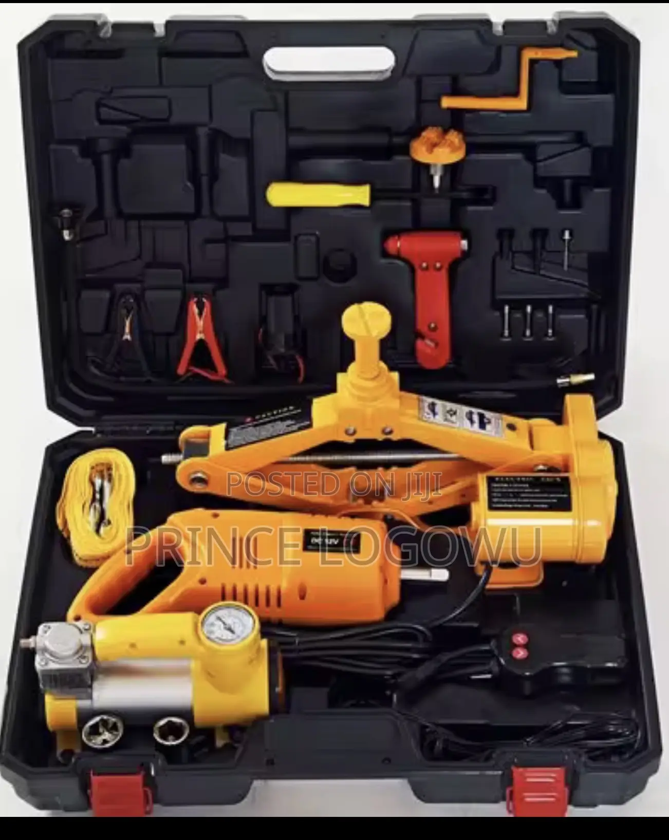 • 7-in-1 Electric Car Jack Kit (3 Ton) – Lift, Inflate Repair Easily