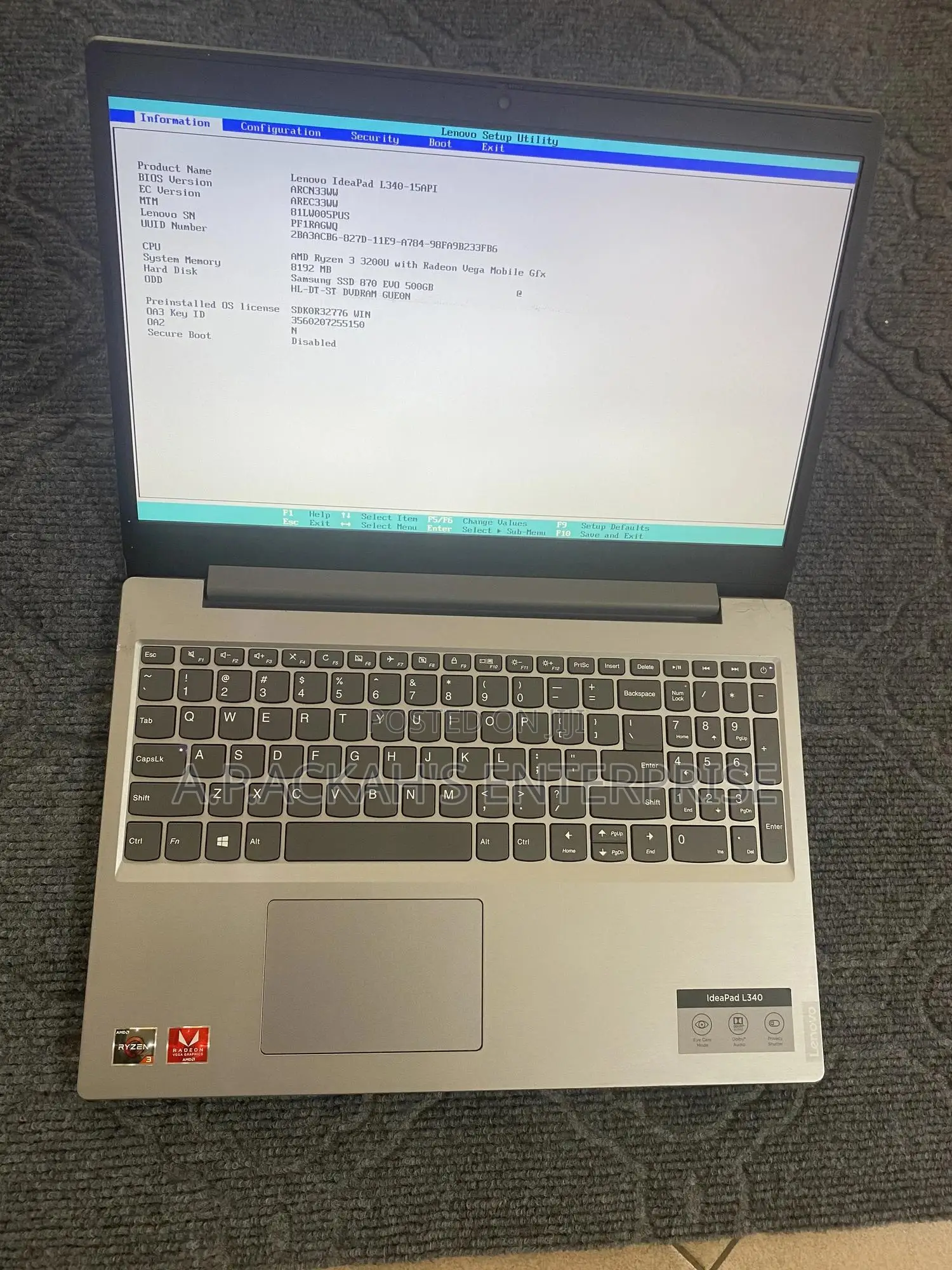 Laptop Lenovo IdeaPad L340 8GB AMD Ryzen 3 SSD 500GB