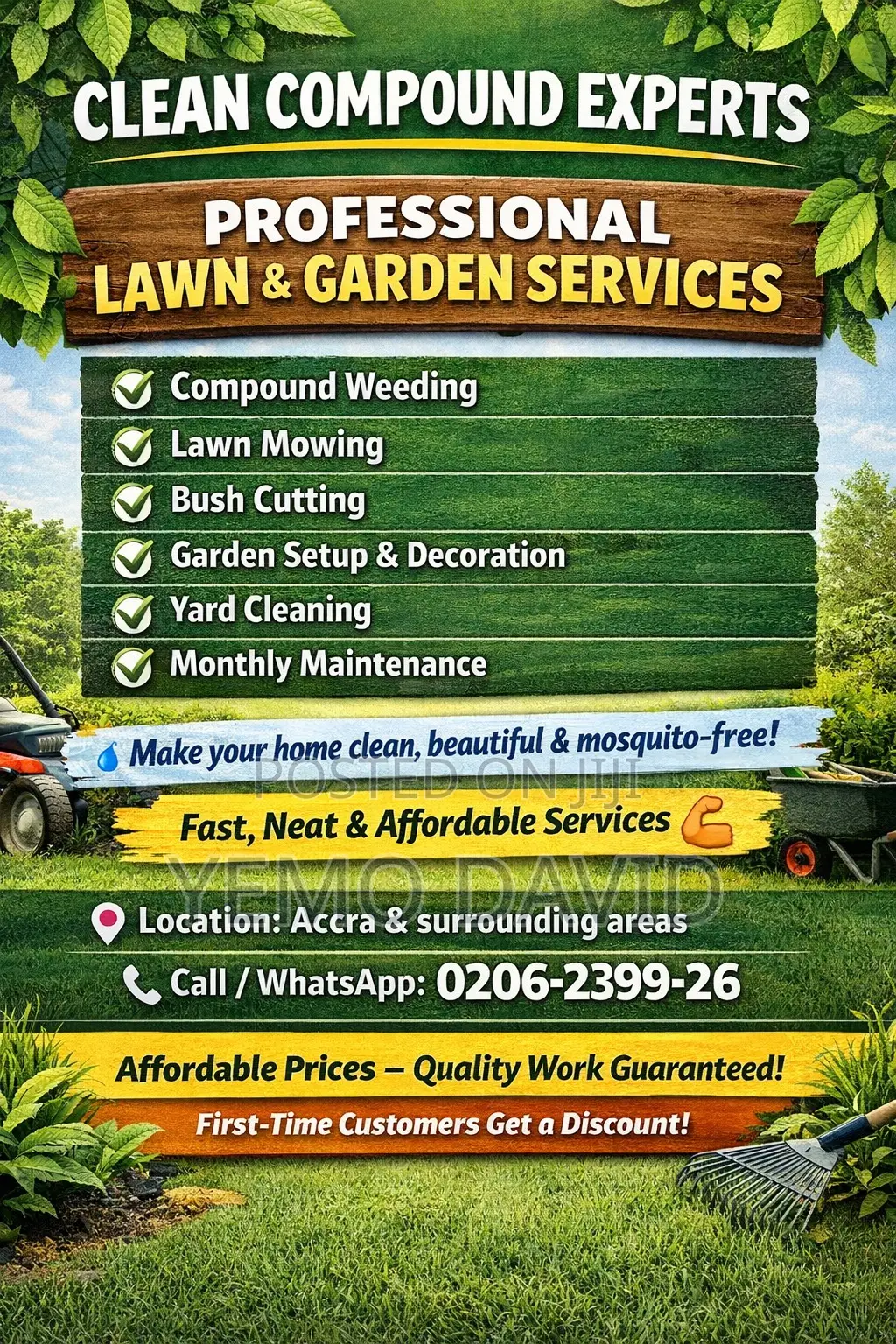 Lawn Mowing Compound Cleaning Services in Accra