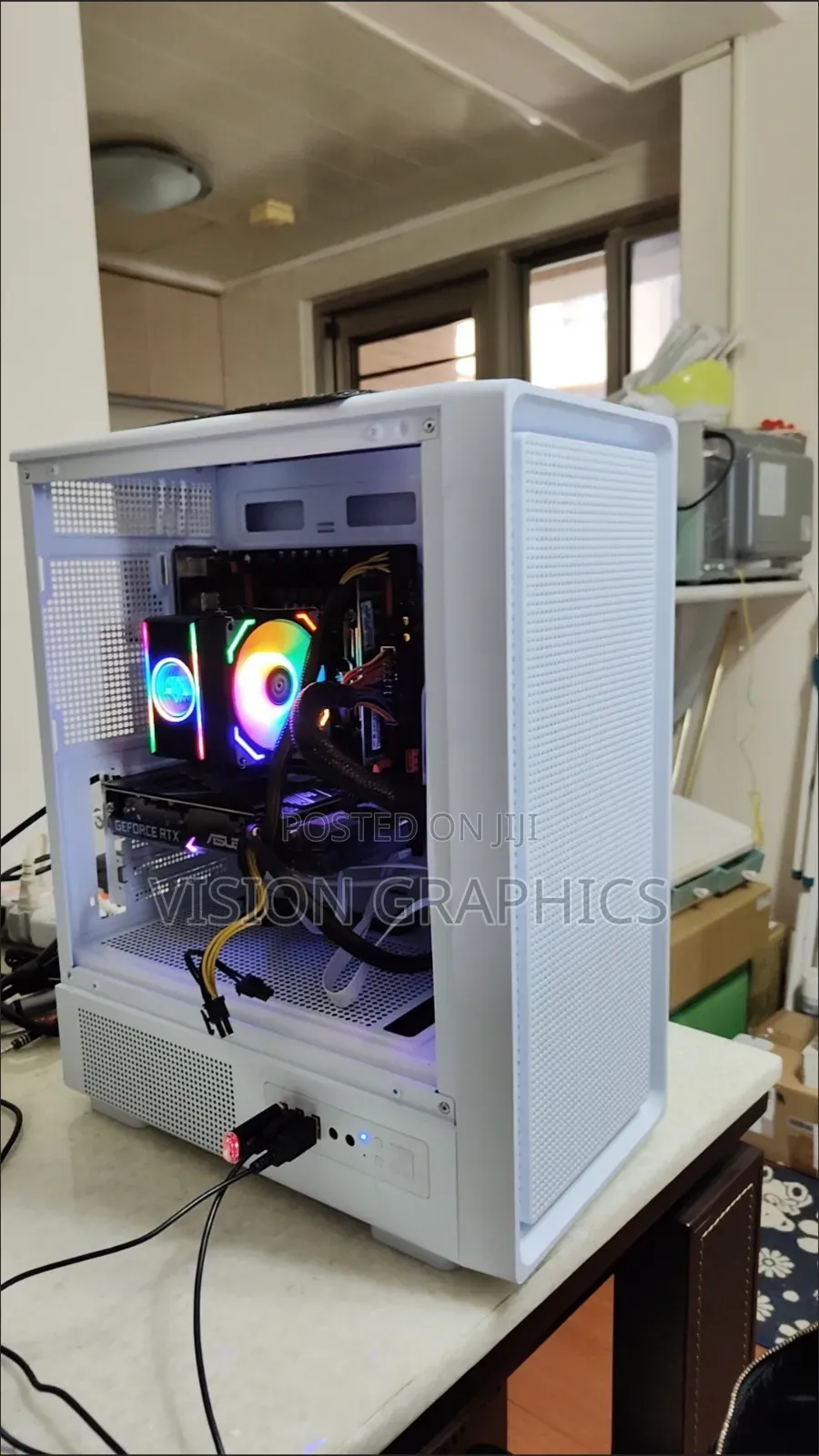 White Color Atx Gaming Case With Full Complete RGB Fans