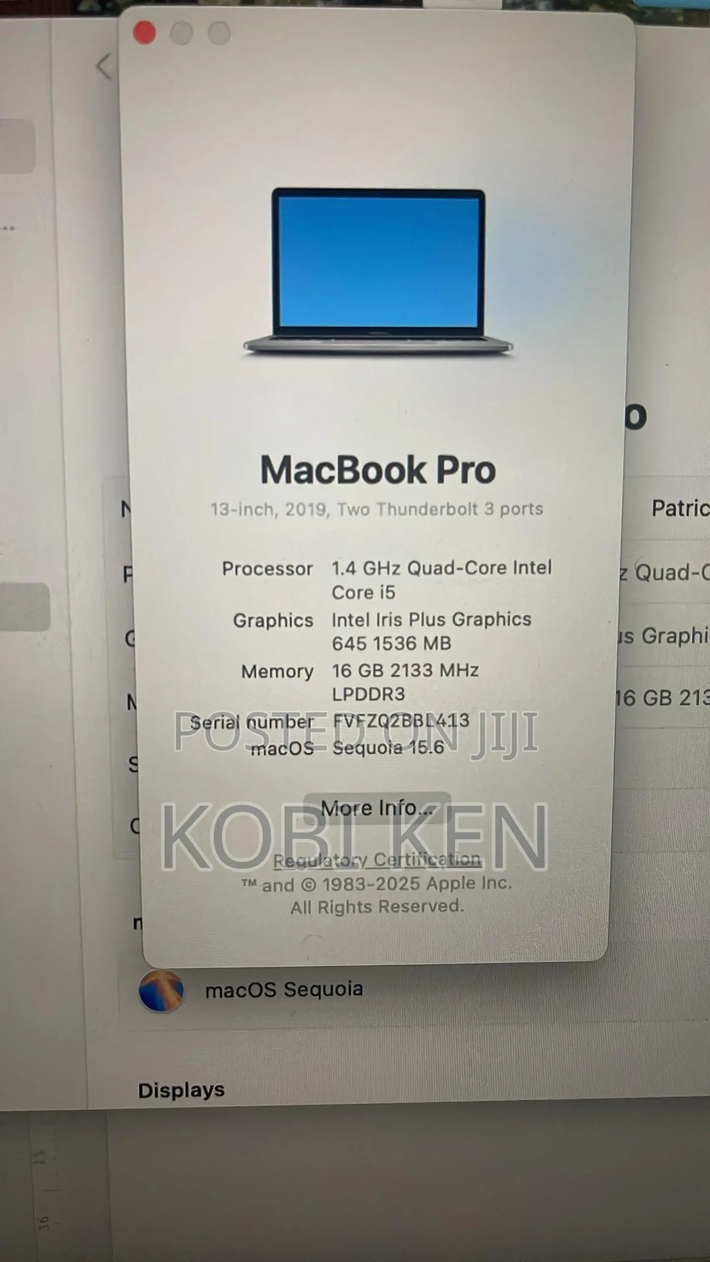 Laptop Apple MacBook Pro 2019 16GB Intel Core i5 SSD 512GB