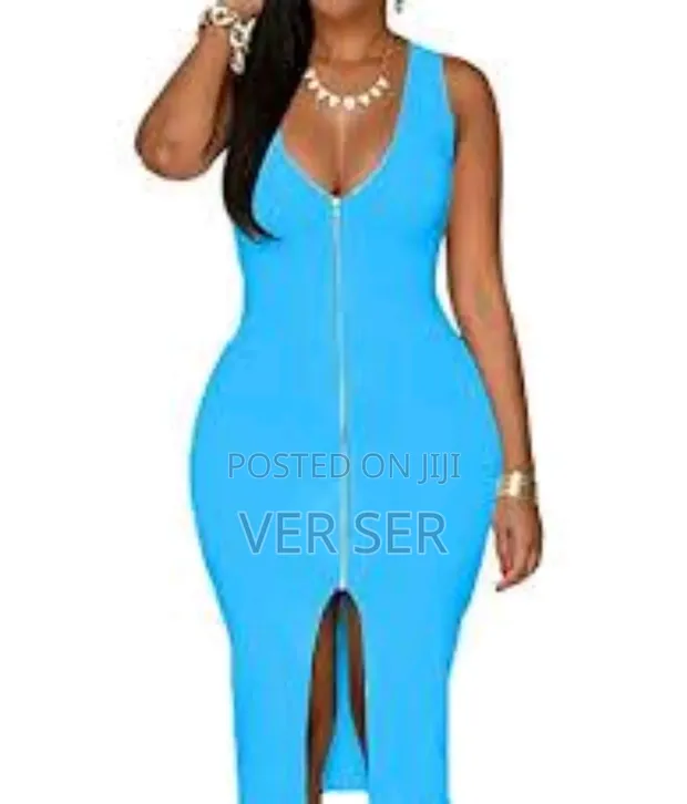 Yming Brand Women's Zipper Front Bodycon Midi Dress. for sale -  Price:  GH 80 on Jiji.com.gh [Kumasi Metropolitan]