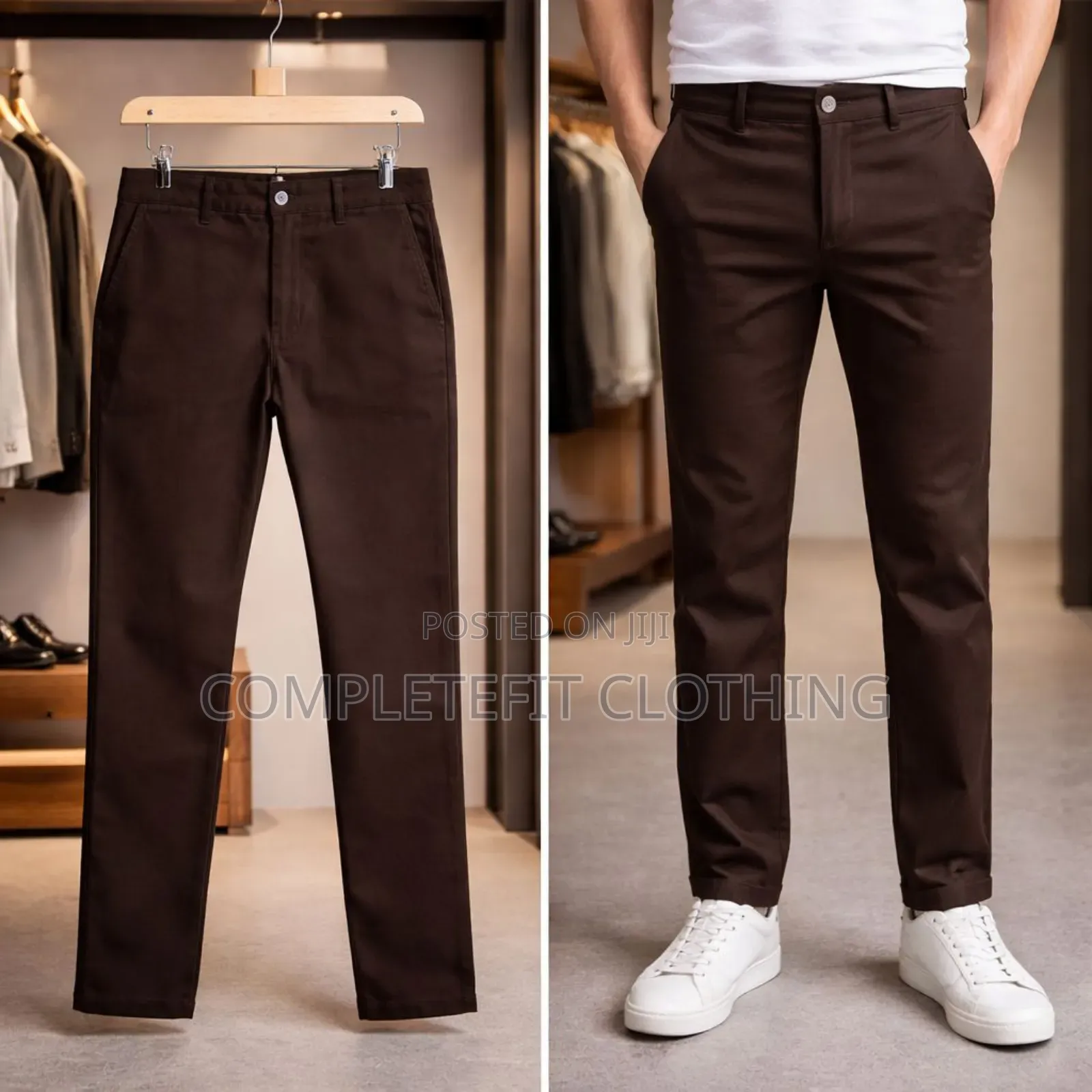 Gray and Brown Khaki Trousers for Men