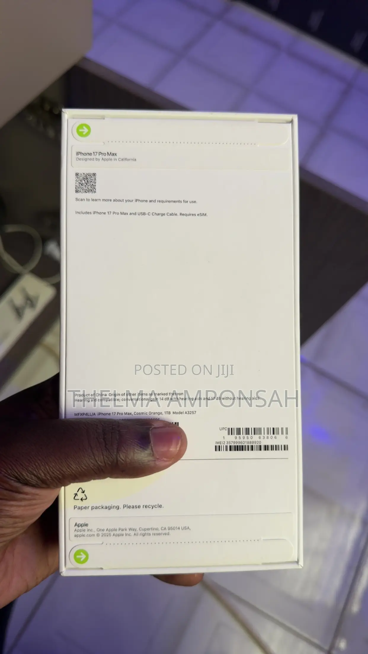 New Apple iPhone 17 Pro Max 1 TB Orange