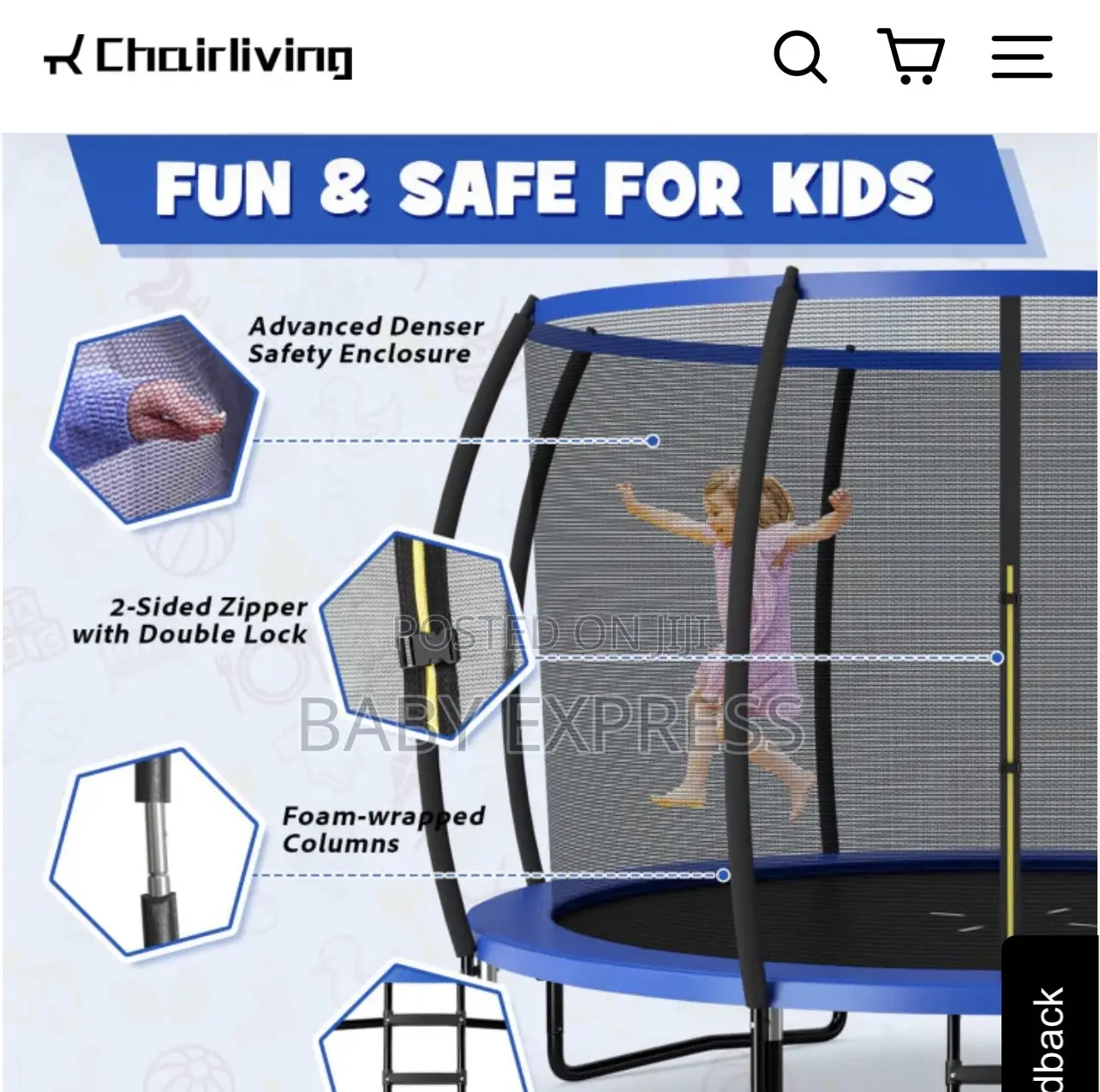 12ft Trampoline With Net Ladder (400kg Capacity)– Free Installation