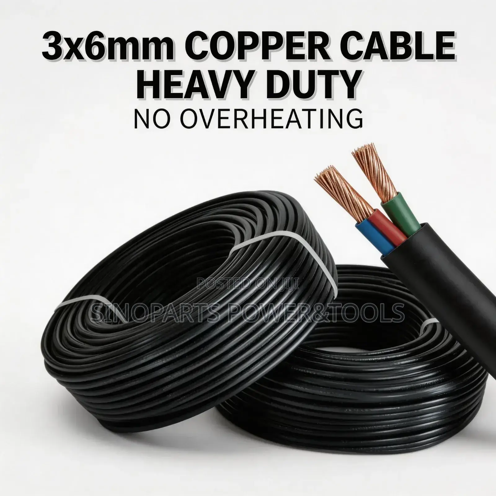 3 Core 6mm Copper Cable 100m Heavy Duty Electrical Cable