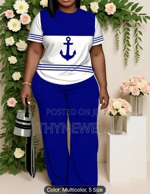 Nautical Anchor Graphic Short-Sleeve Shirt and Loose Fitting Trouser