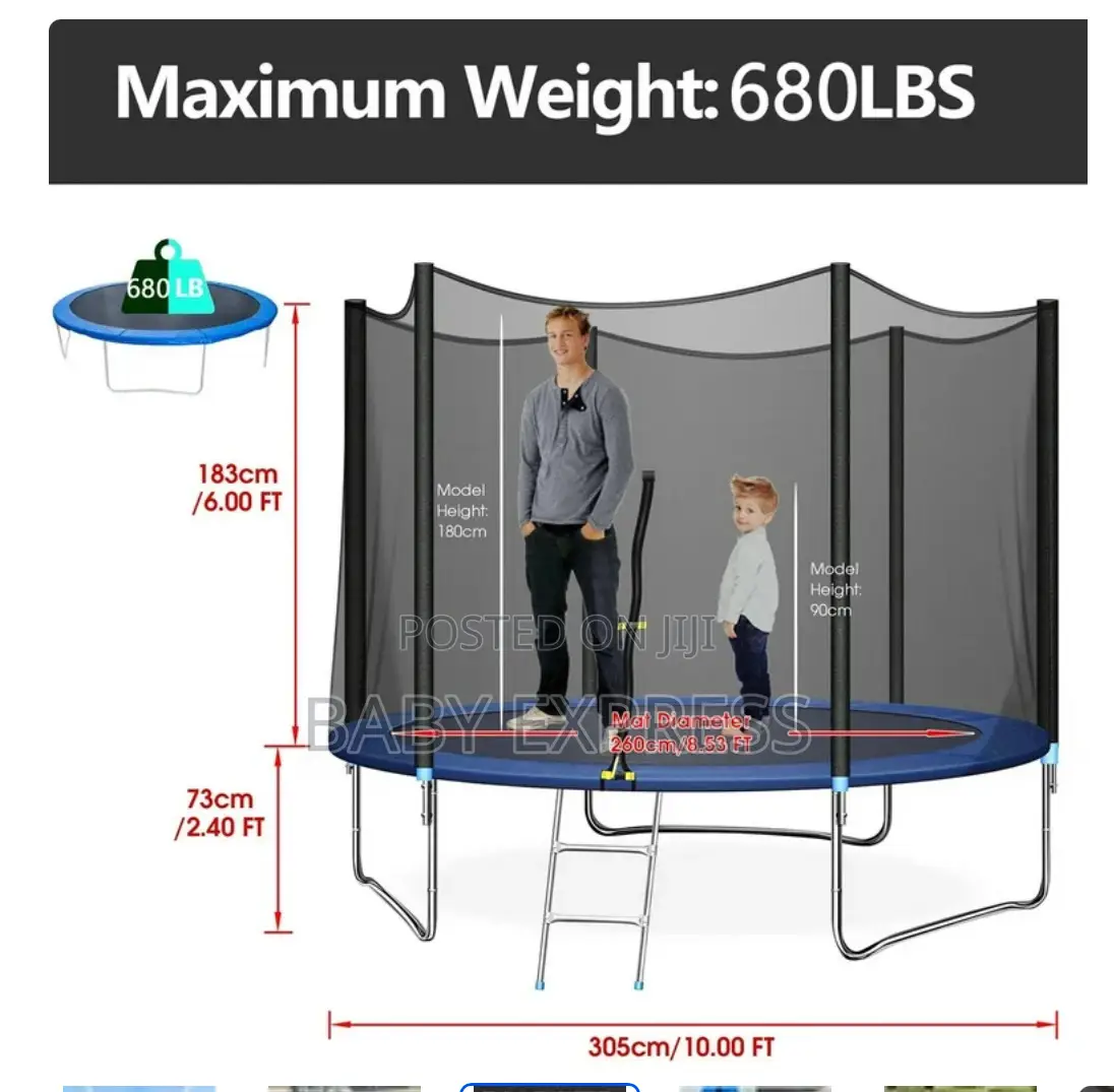10ft Heavy-Duty Trampoline With Safety Net Ladder (Free Installation)