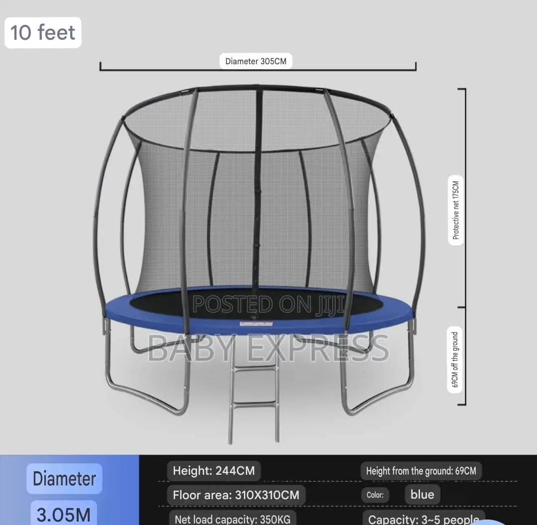 10ft Heavy-Duty Trampoline With Safety Net Ladder (Free Installation)