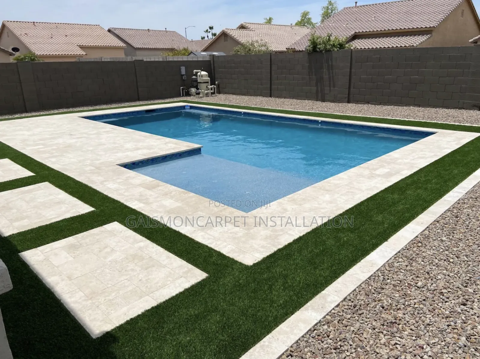 Grass Carpet Pool Installation