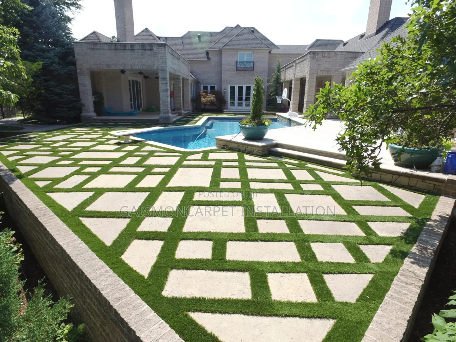 Grass Carpet Pool Installation