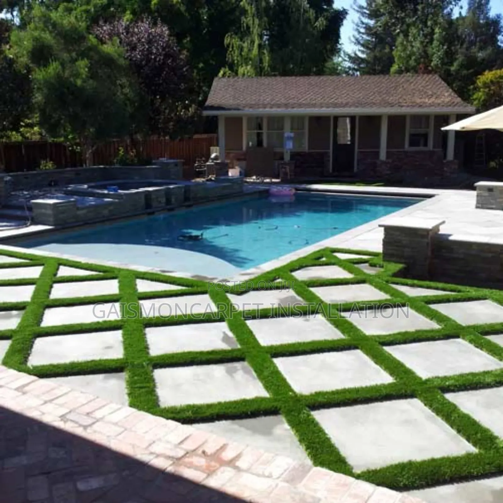 Grass Carpet Pool Installation