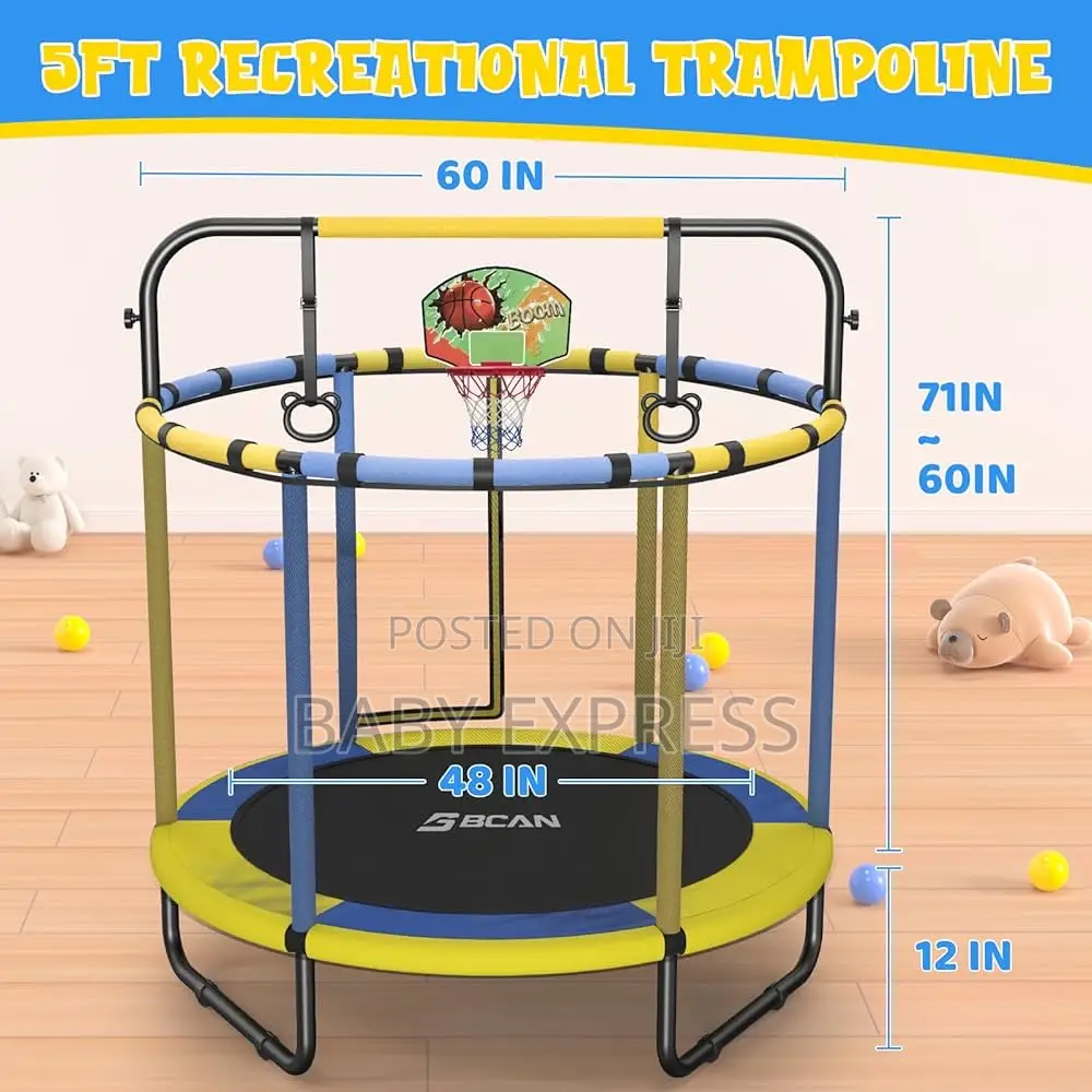 4.6ftindoor Outdoor Kids Trampoline With Safetynet Free Installation