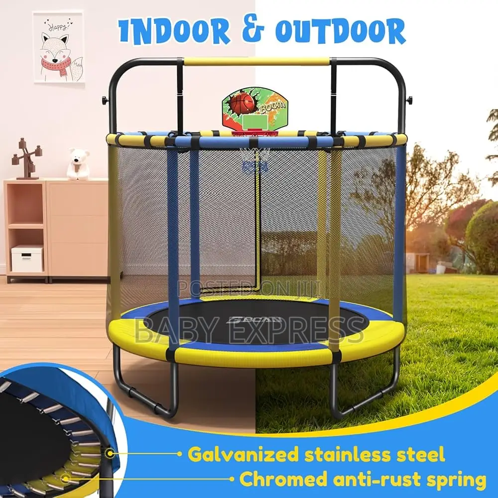 4.6ftindoor Outdoor Kids Trampoline With Safetynet Free Installation