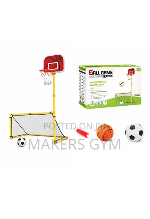 2 in-1 Sports Game Set - Basketball Hoop Football Goal for Kids