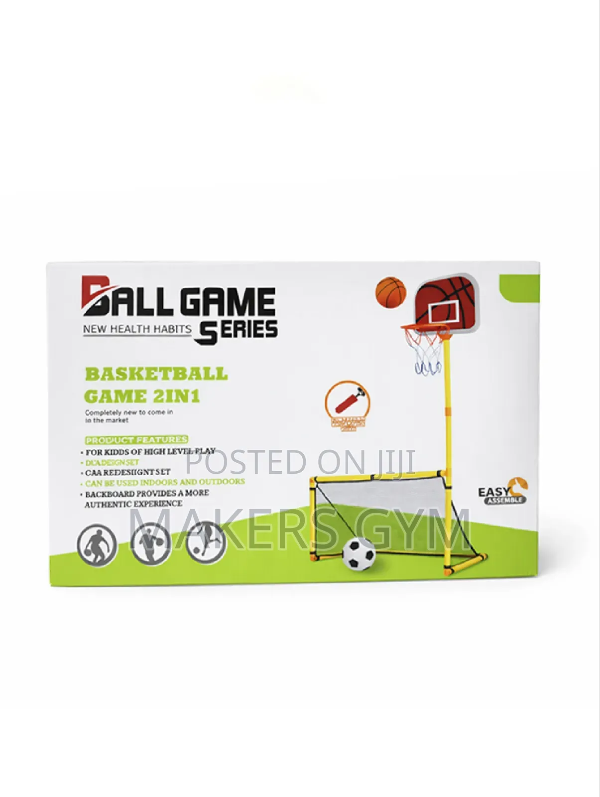 2 in-1 Sports Game Set - Basketball Hoop Football Goal for Kids
