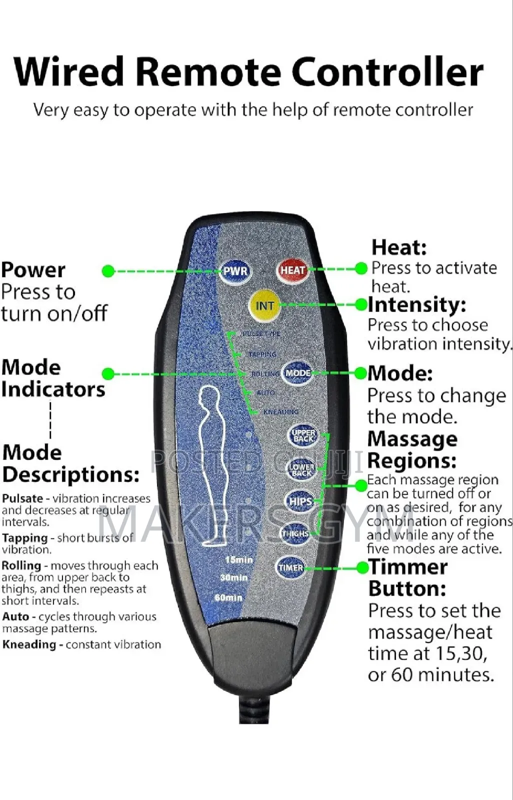 Massager With Heating Function Remote