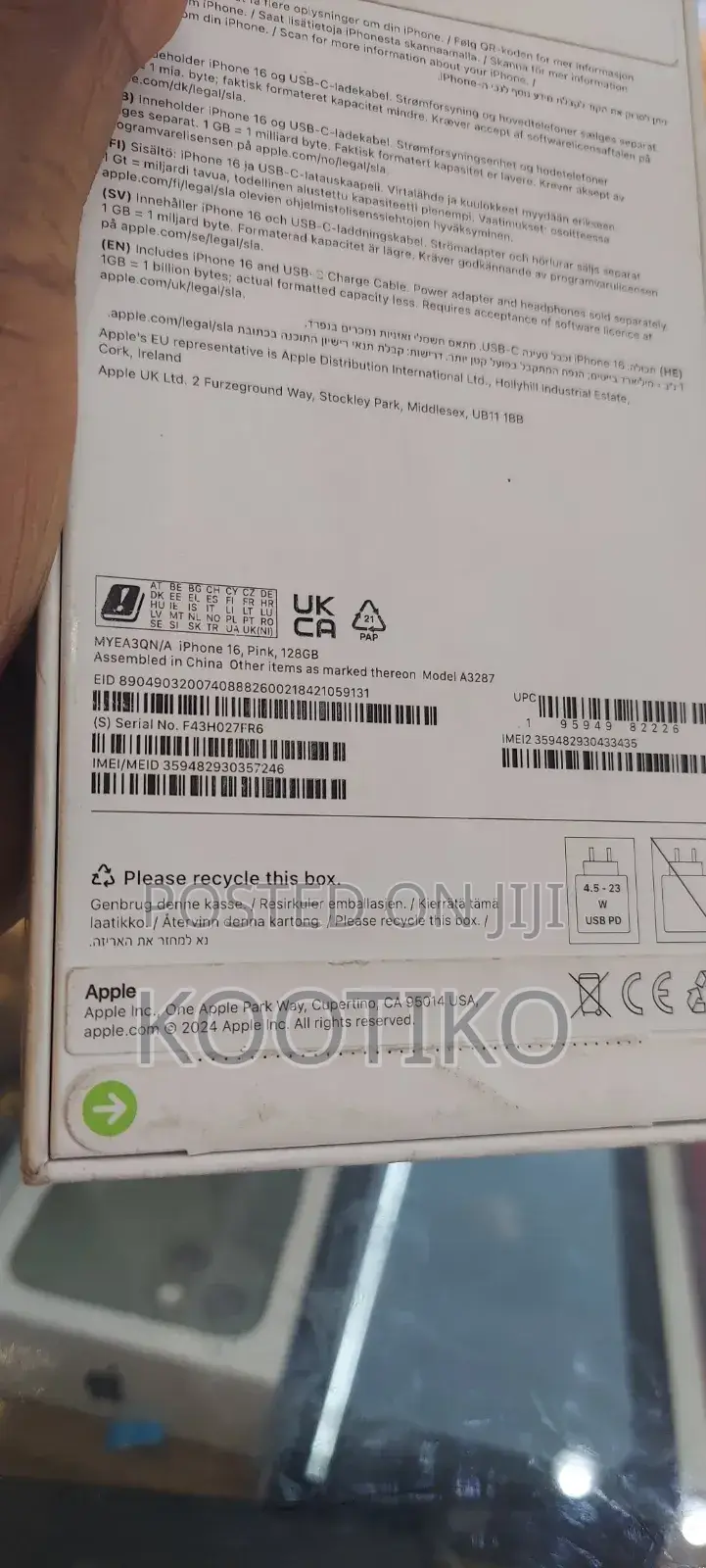 New Apple iPhone 16 128 GB Pink