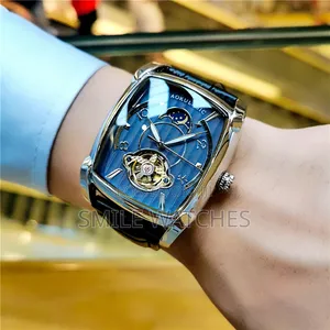 Tonneau Moon Phase Automatic Watch for Men Luxury Brand Tourbillon