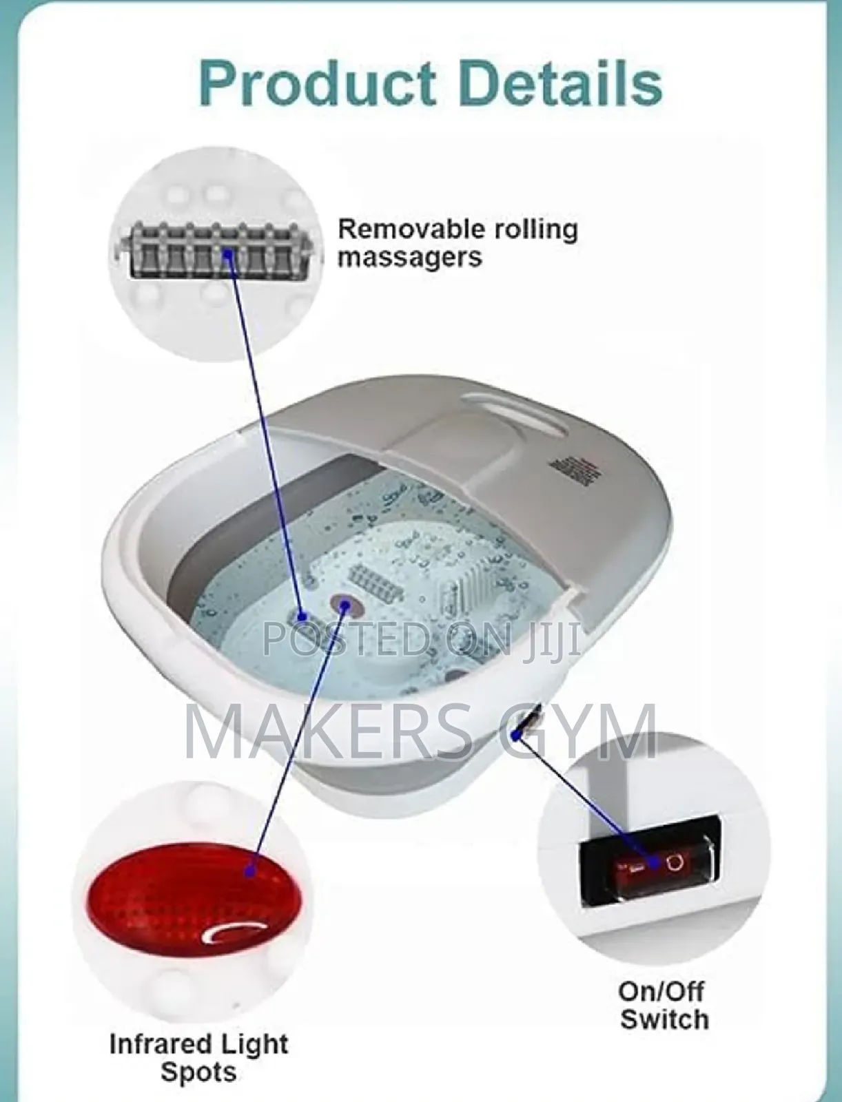 500w Folding Foot Bath 4 Rollers Massage, Bubble Steam